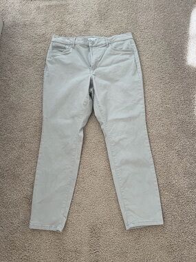 Loft 5 Pocket Silver Sateen Skinny Pants